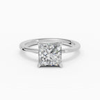 Flora engagement ring in white gold with 2-carat princess cut diamond, band detail