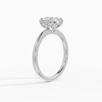 Flora engagement ring in white gold with 2-carat round brilliant diamond, side view