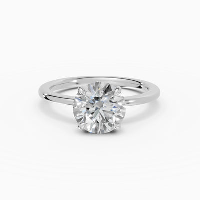 Anillo de compromiso Flora en oro blanco con diamante corte brillante de 2 quilates detalle del aro