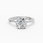 Flora engagement ring in white gold with 2-carat round brilliant diamond, band detail