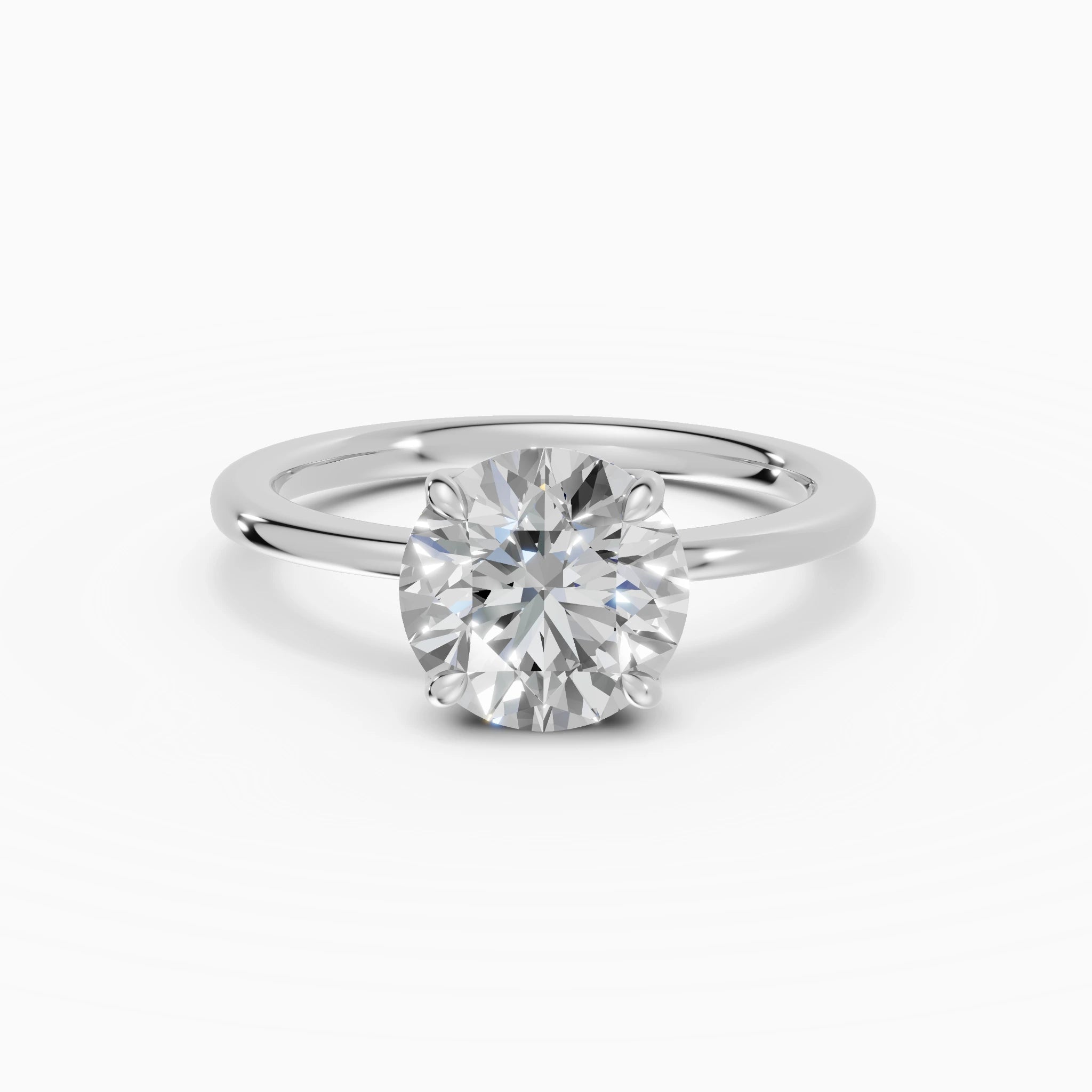Anillo de compromiso Flora en oro blanco con diamante corte brillante de 2 quilates detalle del aro