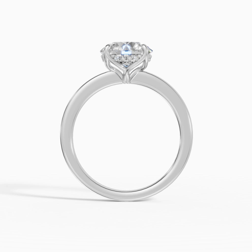 Anillo de compromiso Flora en oro blanco con diamante corte brillante de 2 quilates vista superior
