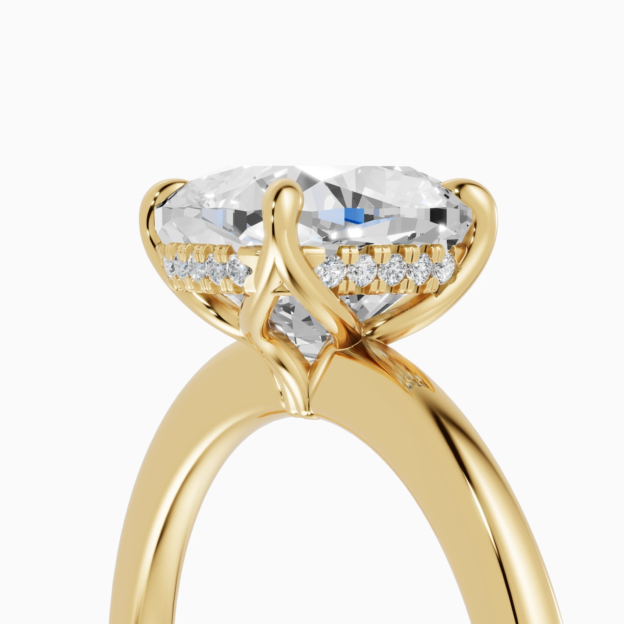 Anillo de compromiso Flora en oro amarillo con diamante corte cojín de 2 quilates