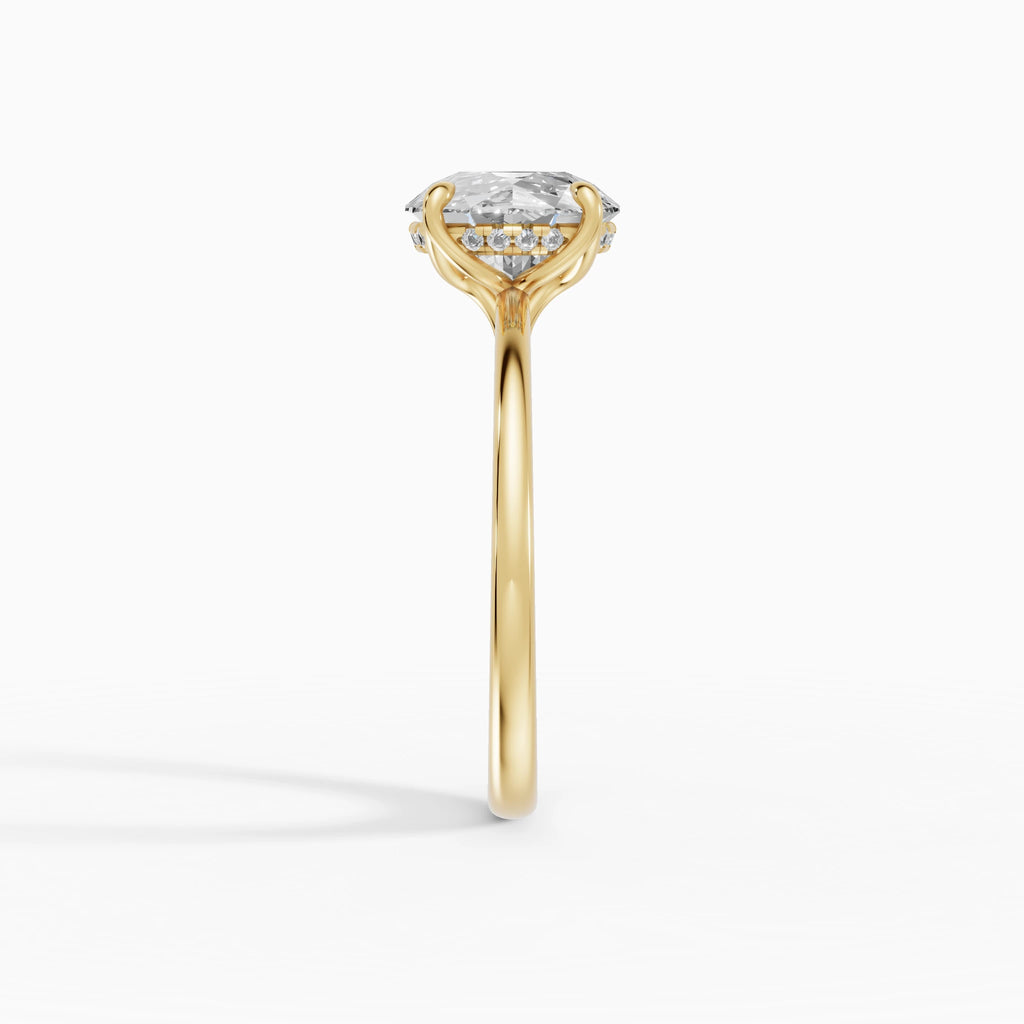 Anillo de compromiso Flora en oro amarillo con diamante corte brillante de 2 quilates vista perfil