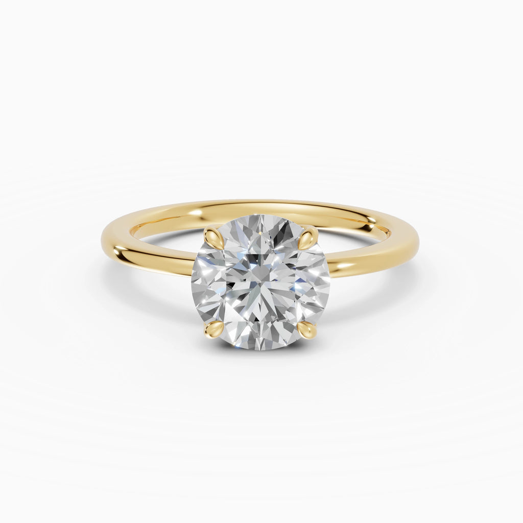 Anillo de compromiso Flora en oro amarillo con diamante corte brillante de 2 quilates detalle del aro