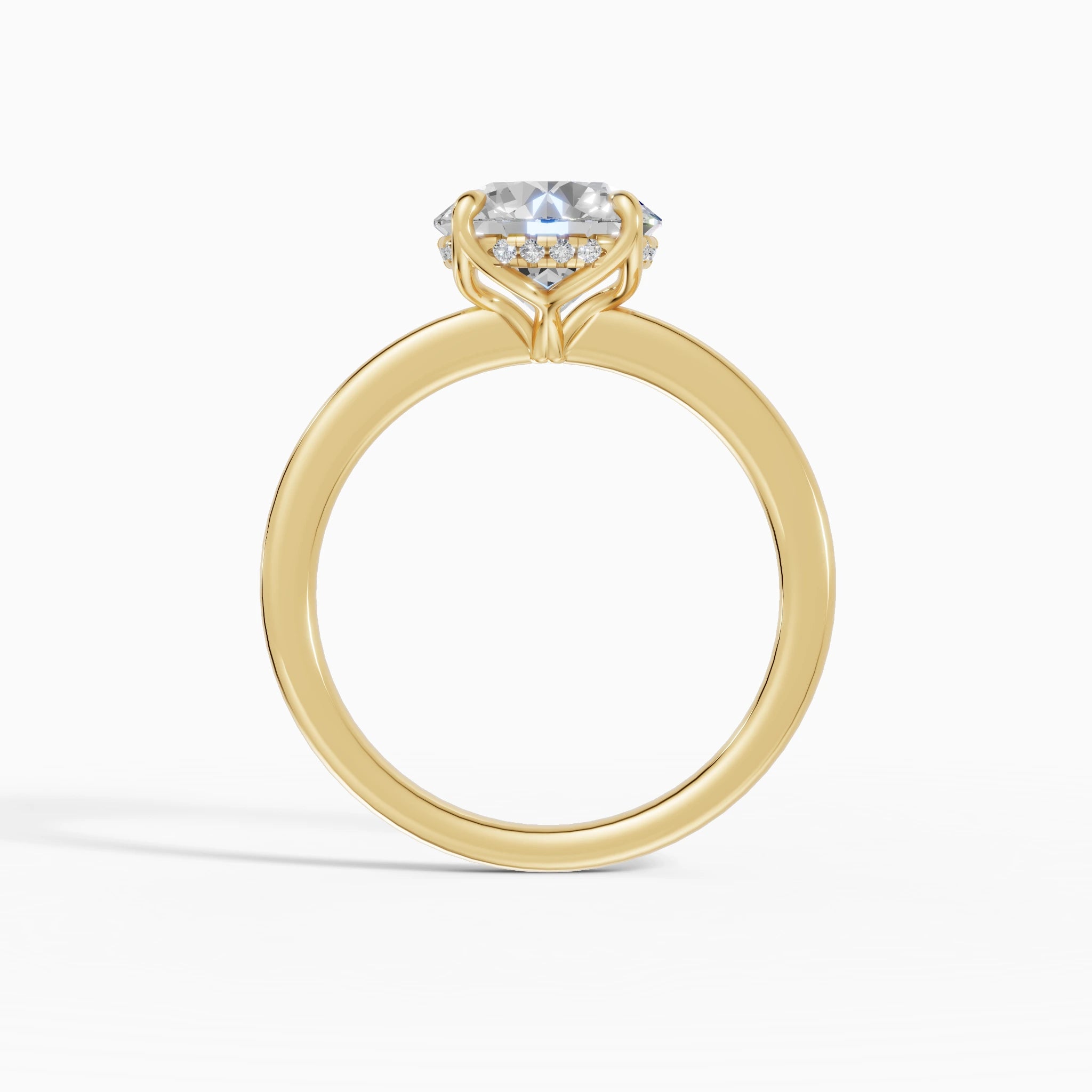 Anillo de compromiso Flora en oro amarillo con diamante corte brillante de 2 quilates vista superior