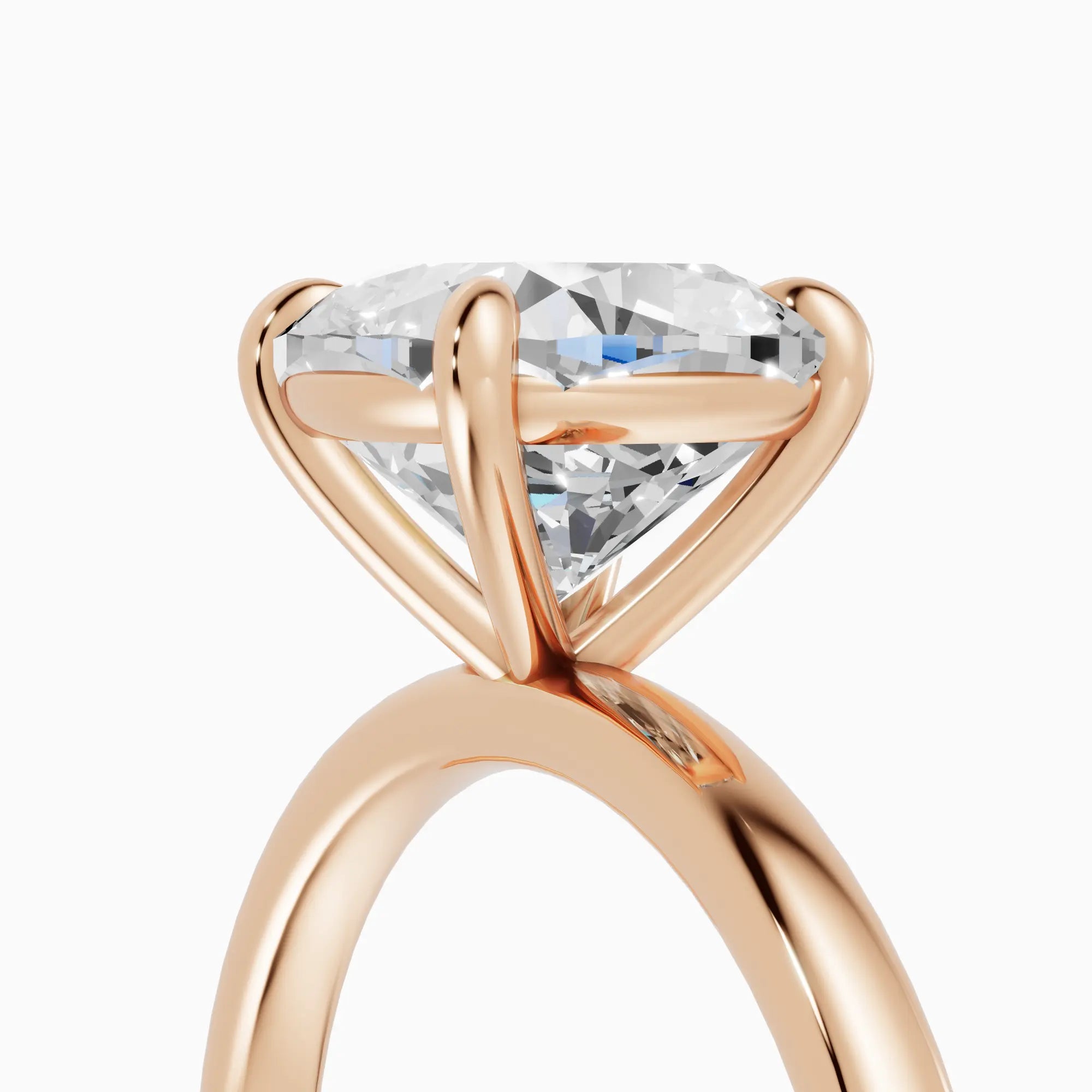 Anillo de compromiso GAIA cojín solitario en oro rosa 18k - detalle engaste