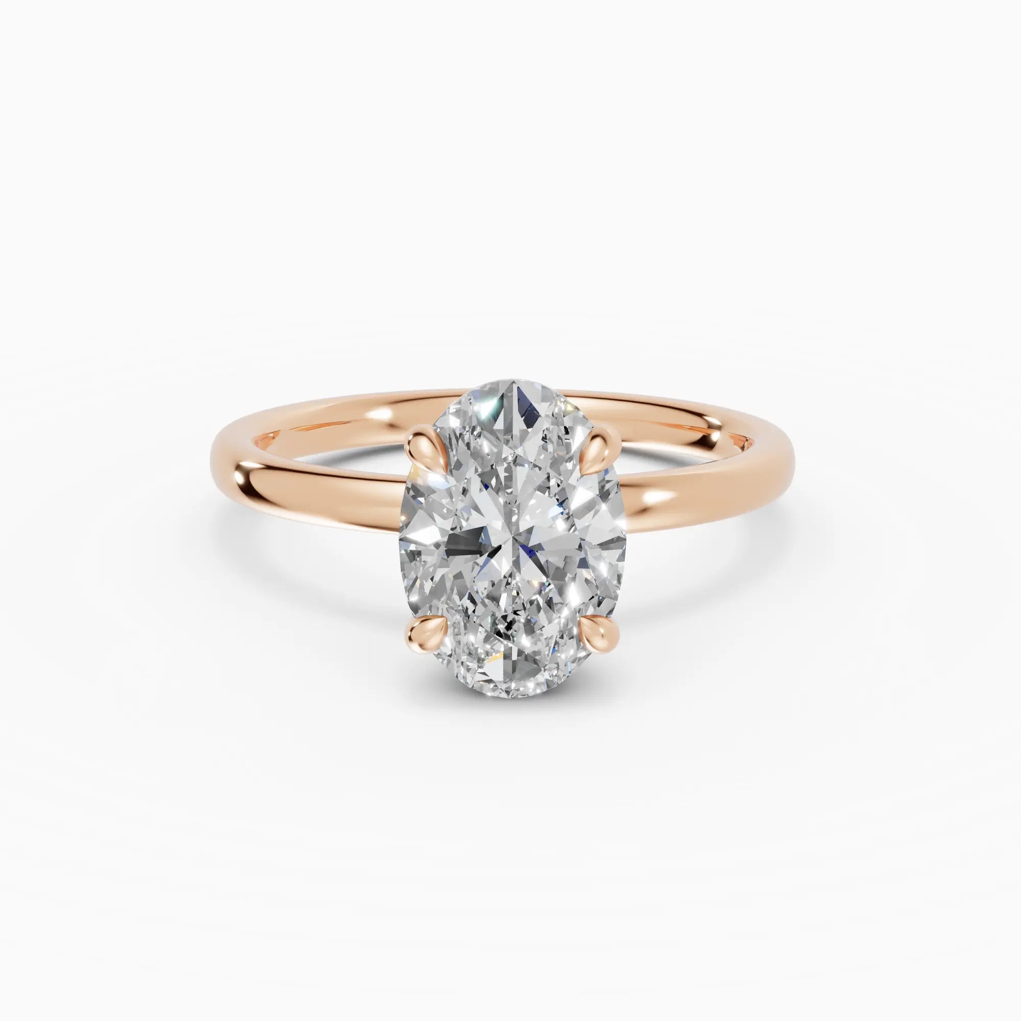 Anillo de compromiso GAIA oval solitario en oro rosa 18k - vista frontal