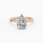 Anillo de compromiso GAIA pera solitario en oro rosa 18k - vista frontal