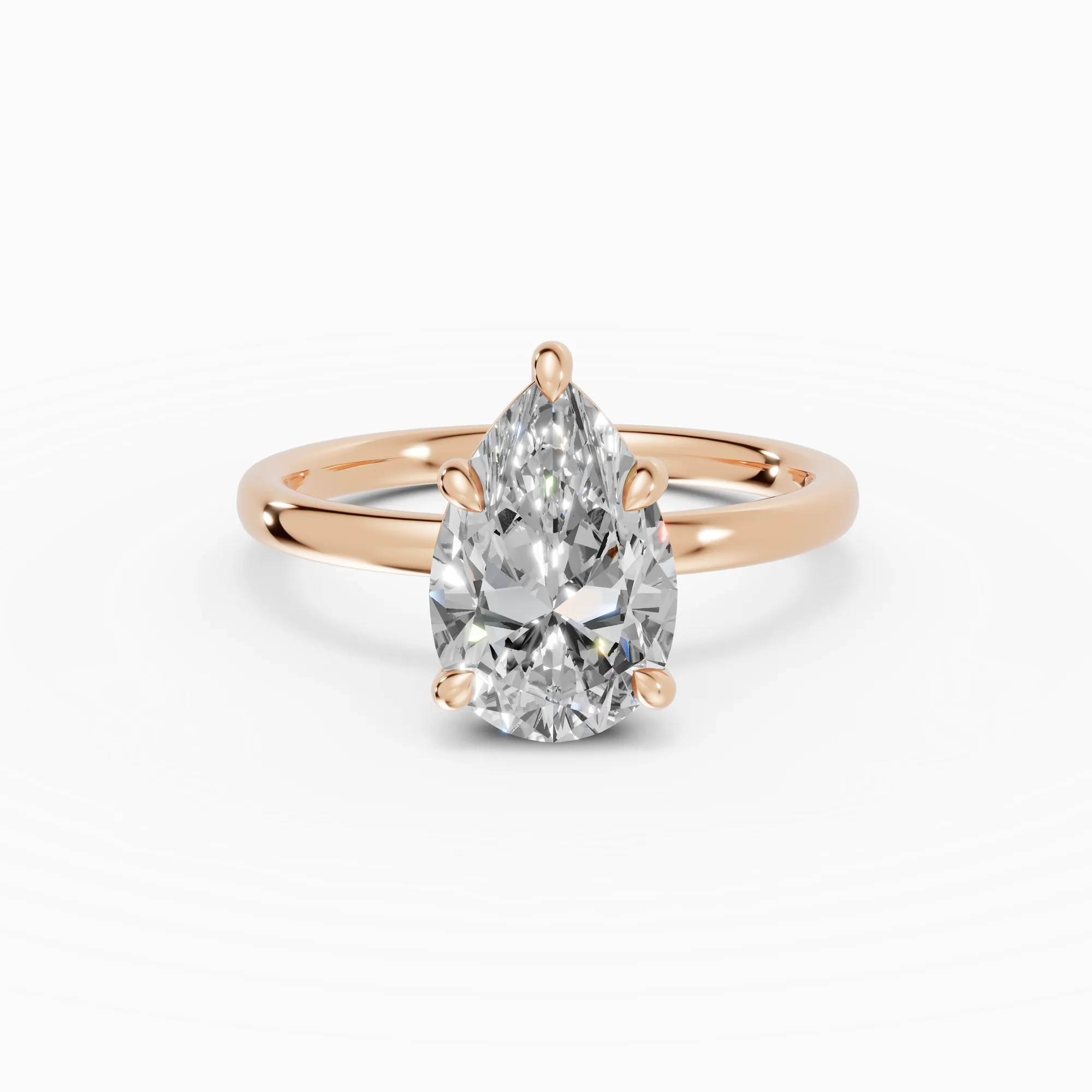 Anillo de compromiso GAIA pera solitario en oro rosa 18k - vista frontal