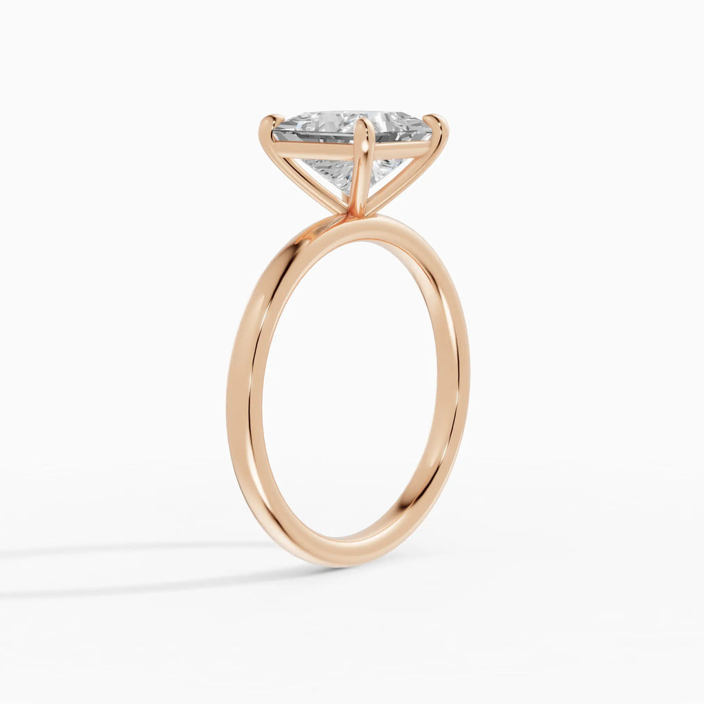 Anillo de compromiso GAIA princesa solitario en oro rosa 18k - vista lateral