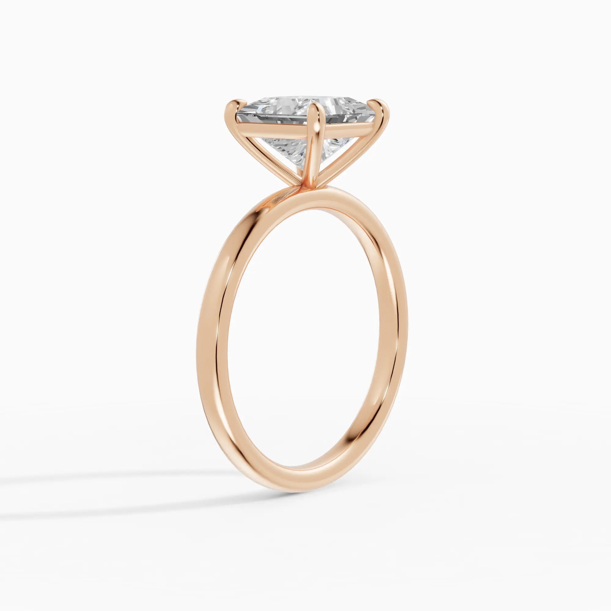 Anillo de compromiso GAIA princesa solitario en oro rosa 18k - vista lateral