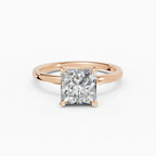 Anillo de compromiso GAIA princesa solitario en oro rosa 18k - vista frontal