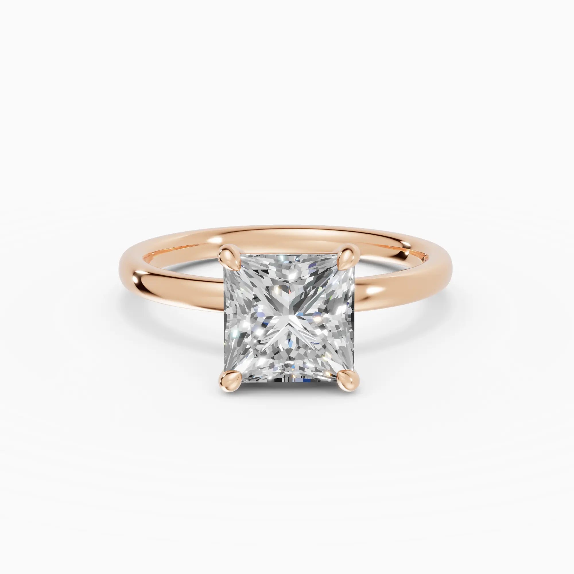 Anillo de compromiso GAIA princesa solitario en oro rosa 18k - vista frontal