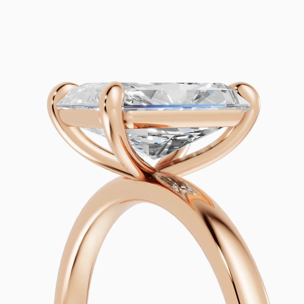 Anillo de compromiso GAIA radiante solitario en oro rosa 18k - detalle engaste