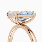Anillo de compromiso GAIA radiante solitario en oro rosa 18k - detalle engaste