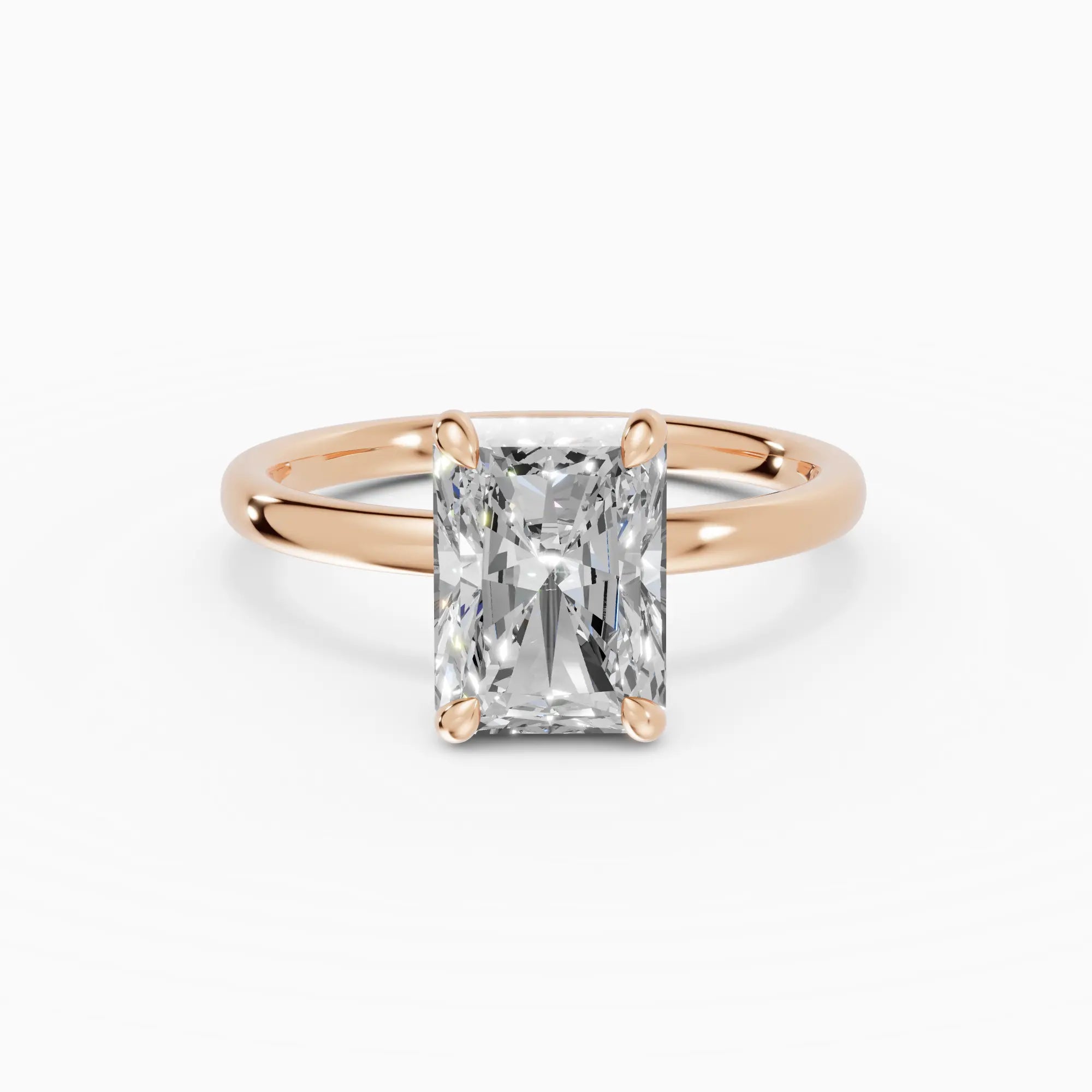 Anillo de compromiso GAIA radiante solitario en oro rosa 18k - vista frontal