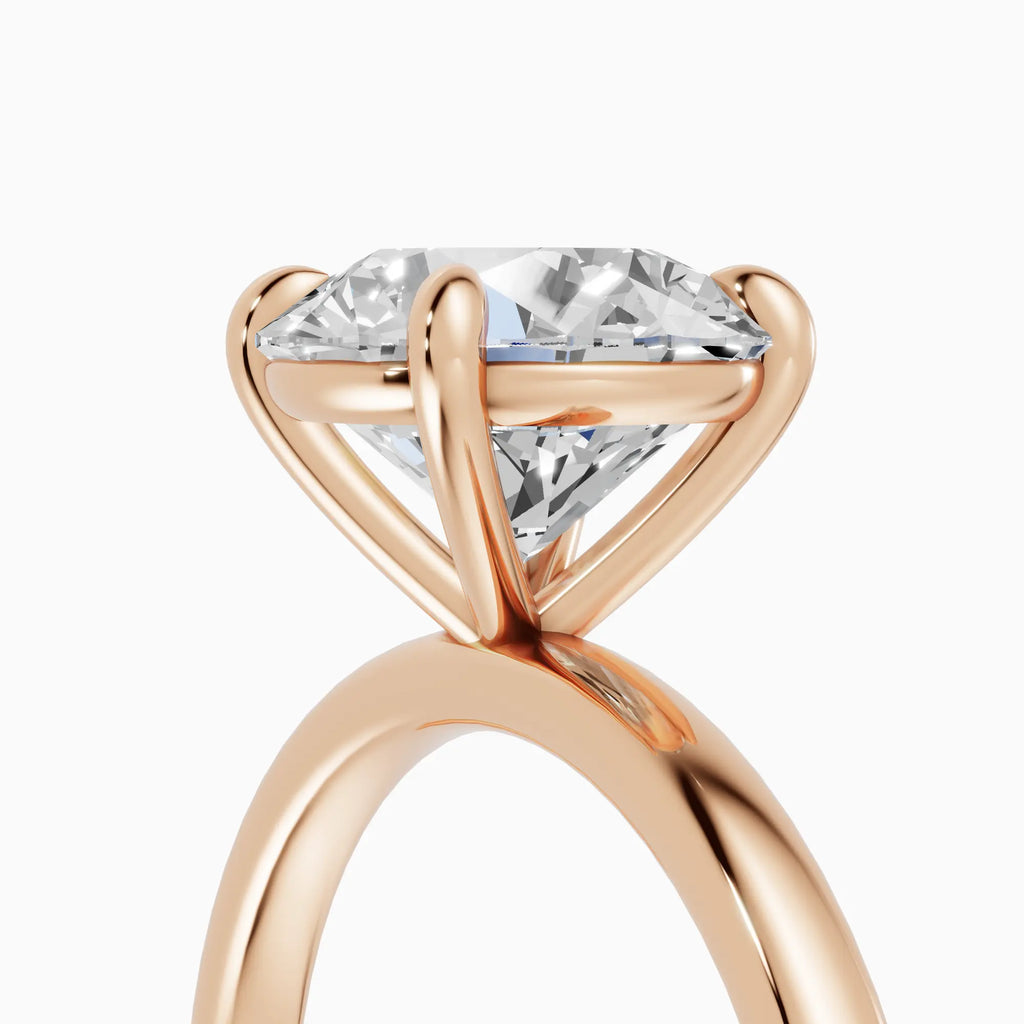 Anillo de compromiso GAIA brillante solitario en oro rosa 18k - detalle engaste