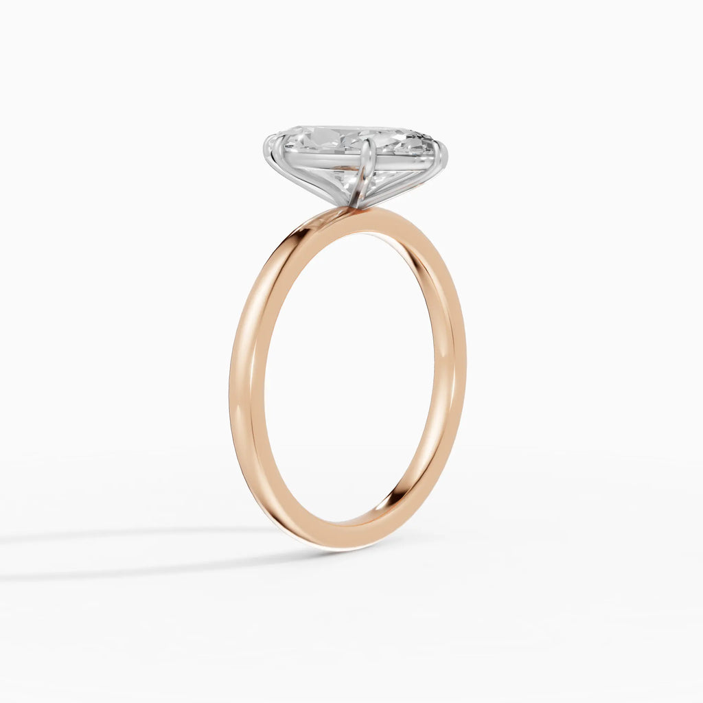 Anillo de compromiso GAIA marquesa solitario bicolor oro rosa y oro blanco 18k