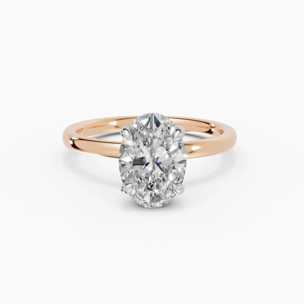 Anillo de compromiso GAIA oval solitario bicolor oro rosa y oro blanco 18k