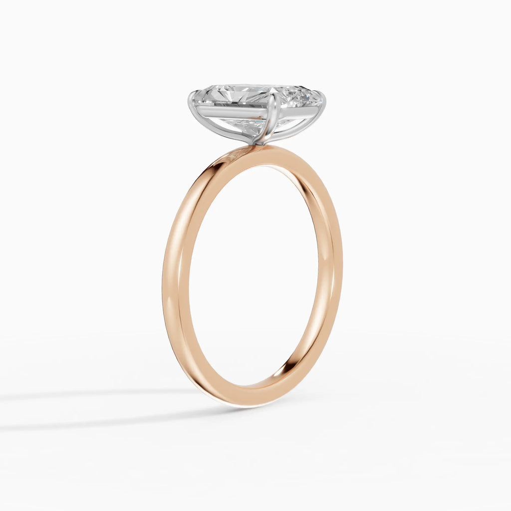 Anillo de compromiso GAIA radiante solitario bicolor oro rosa y oro blanco 18k