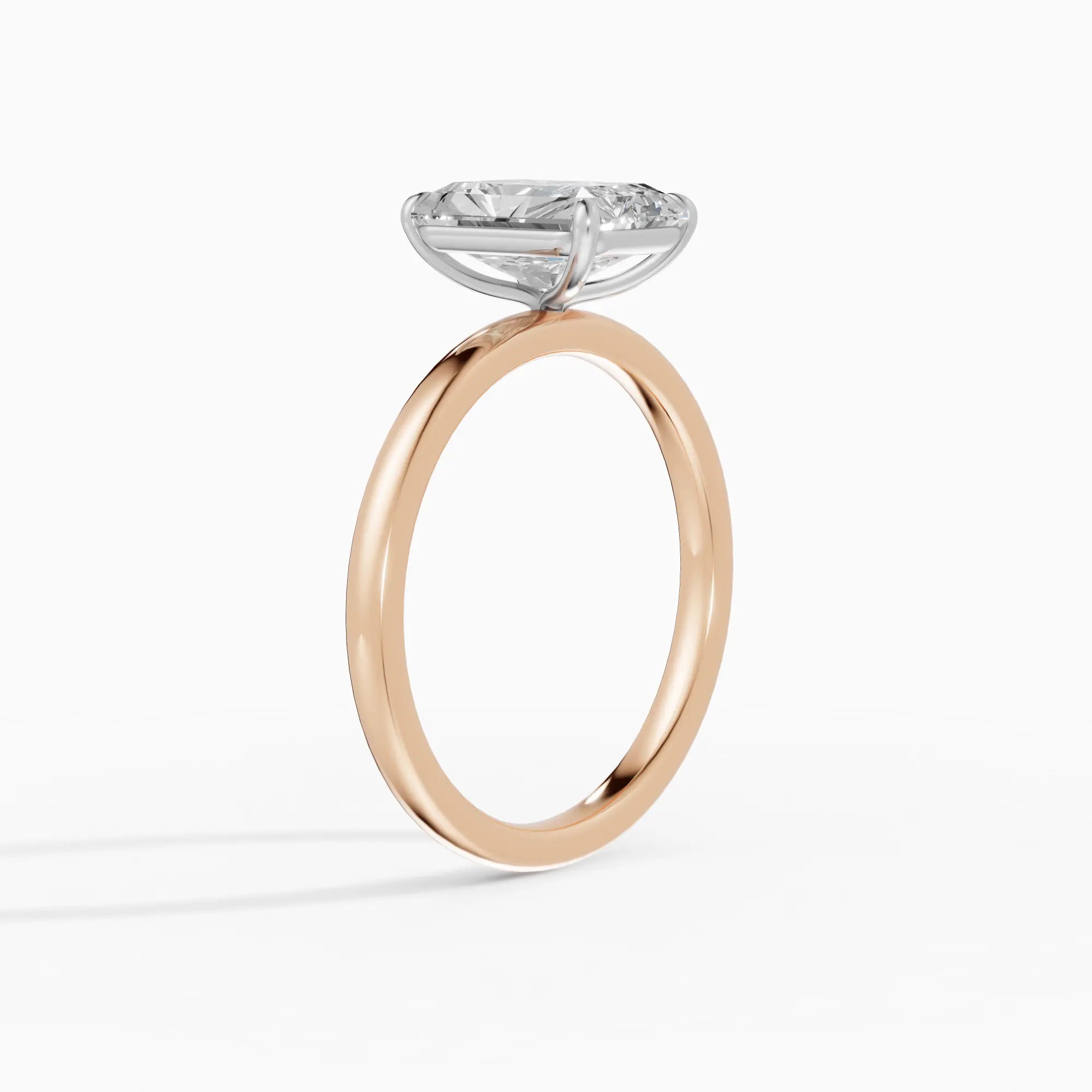 Anillo de compromiso GAIA radiante solitario bicolor oro rosa y oro blanco 18k