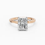 Anillo de compromiso GAIA radiante solitario bicolor oro rosa y oro blanco 18k