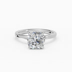 Anillo de compromiso GAIA cojín solitario en oro blanco 18k - vista frontal