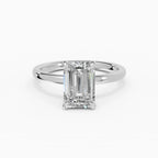 Anillo de compromiso GAIA esmeralda solitario en oro blanco 18k - vista frontal