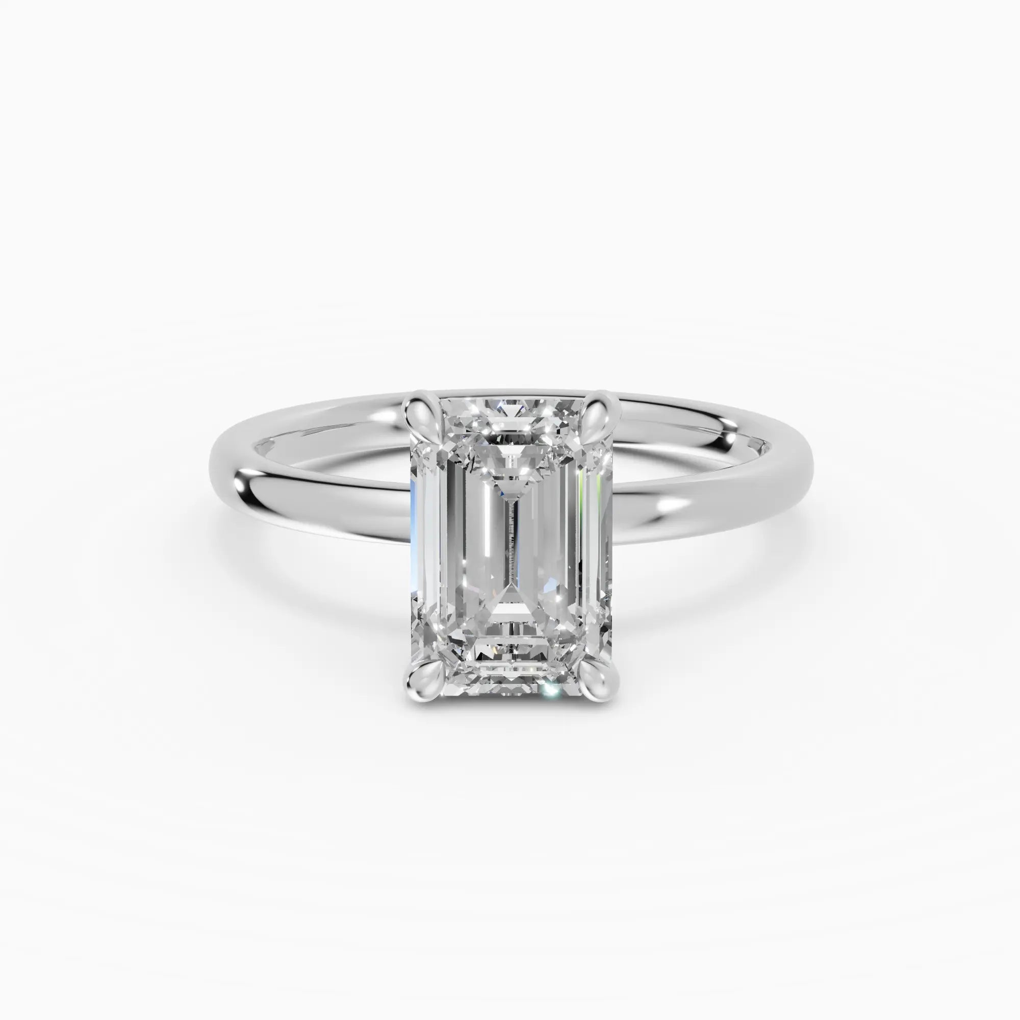 Anillo de compromiso GAIA esmeralda solitario en oro blanco 18k - vista frontal