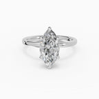 Anillo de compromiso GAIA marquesa solitario en oro blanco 18k - vista frontal