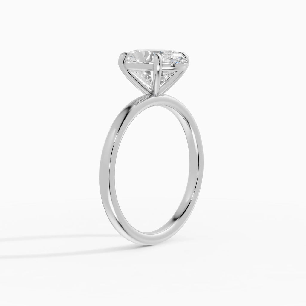 Anillo de compromiso GAIA oval solitario en oro blanco 18k - vista lateral