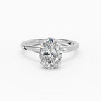 Anillo de compromiso GAIA oval solitario en oro blanco 18k - vista frontal