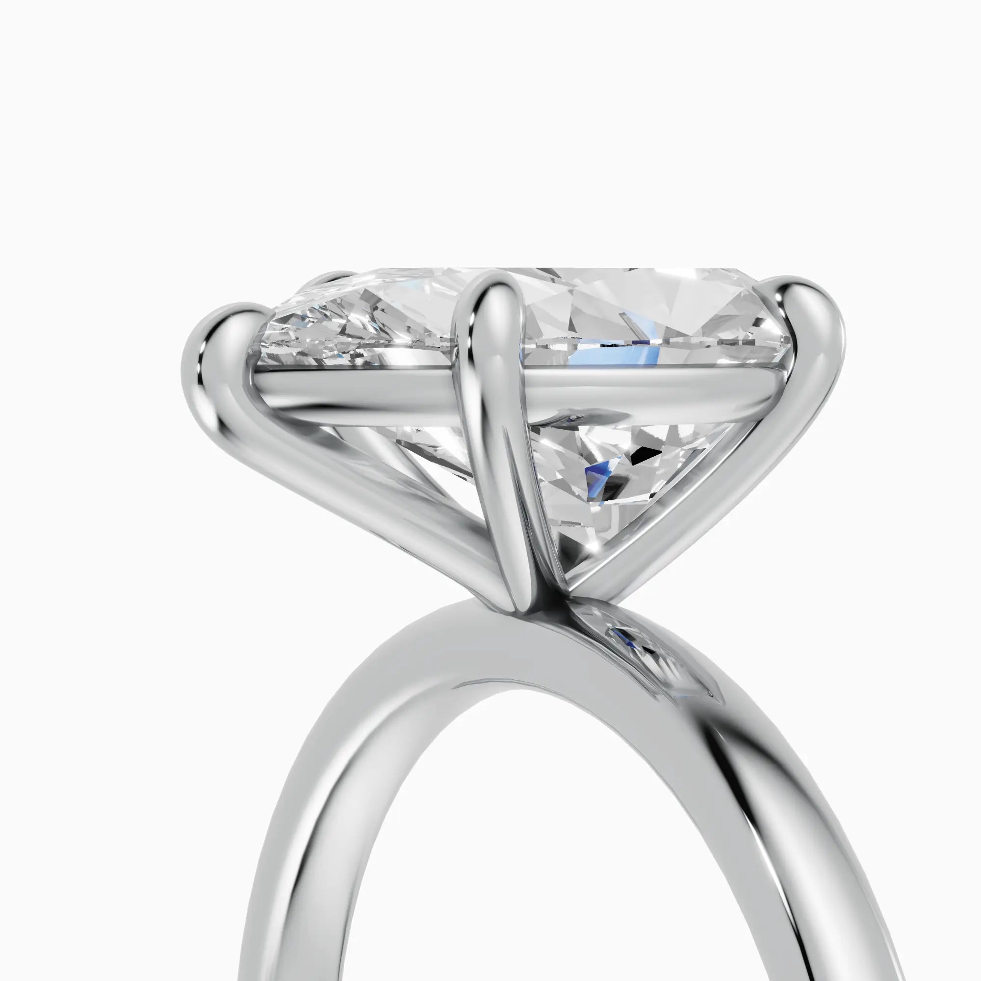 Anillo de compromiso GAIA pera solitario en oro blanco 18k - detalle engaste