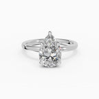 Anillo de compromiso GAIA pera solitario en oro blanco 18k - vista frontal
