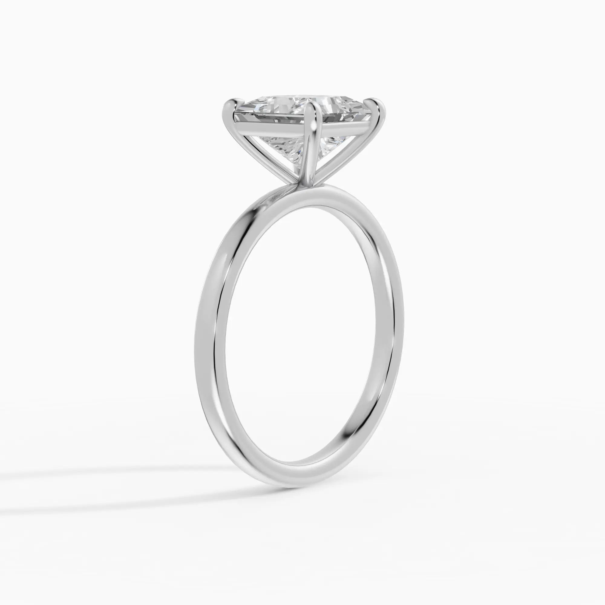 Anillo de compromiso GAIA princesa solitario en oro blanco 18k - vista lateral