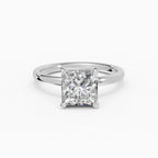Anillo de compromiso GAIA princesa solitario en oro blanco 18k - vista frontal