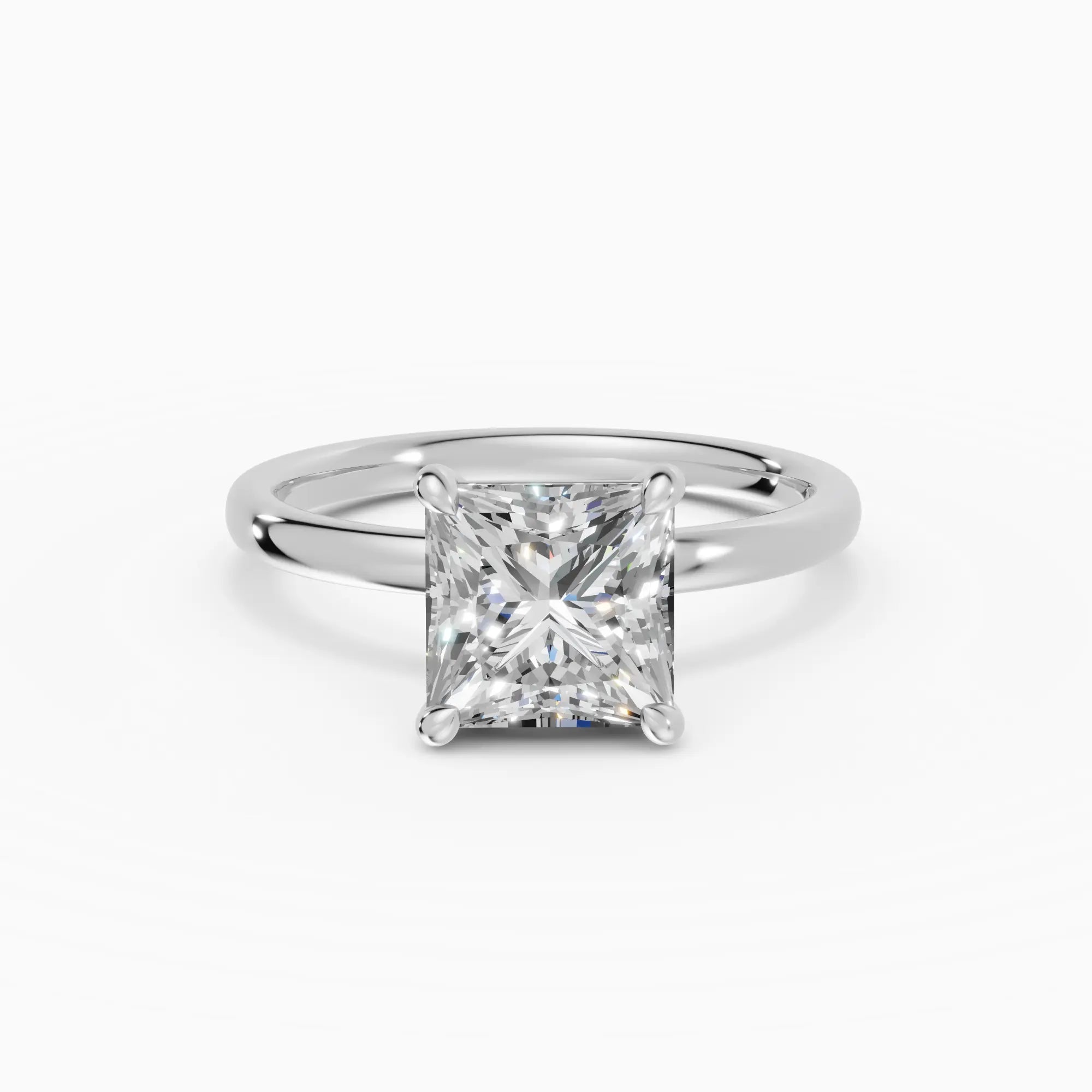 Anillo de compromiso GAIA princesa solitario en oro blanco 18k - vista frontal