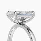 Anillo de compromiso GAIA radiante solitario en oro blanco 18k - detalle engaste