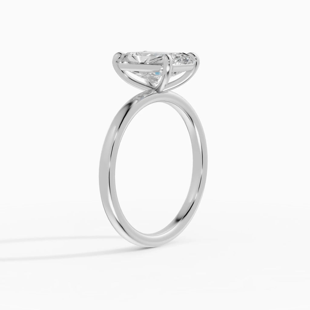 Anillo de compromiso GAIA radiante solitario en oro blanco 18k - vista lateral