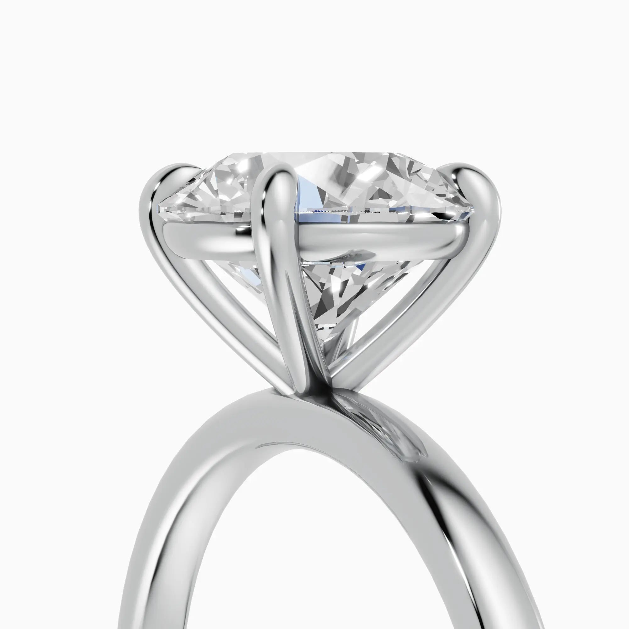 Anillo de compromiso GAIA brillante solitario en oro blanco 18k - detalle engaste