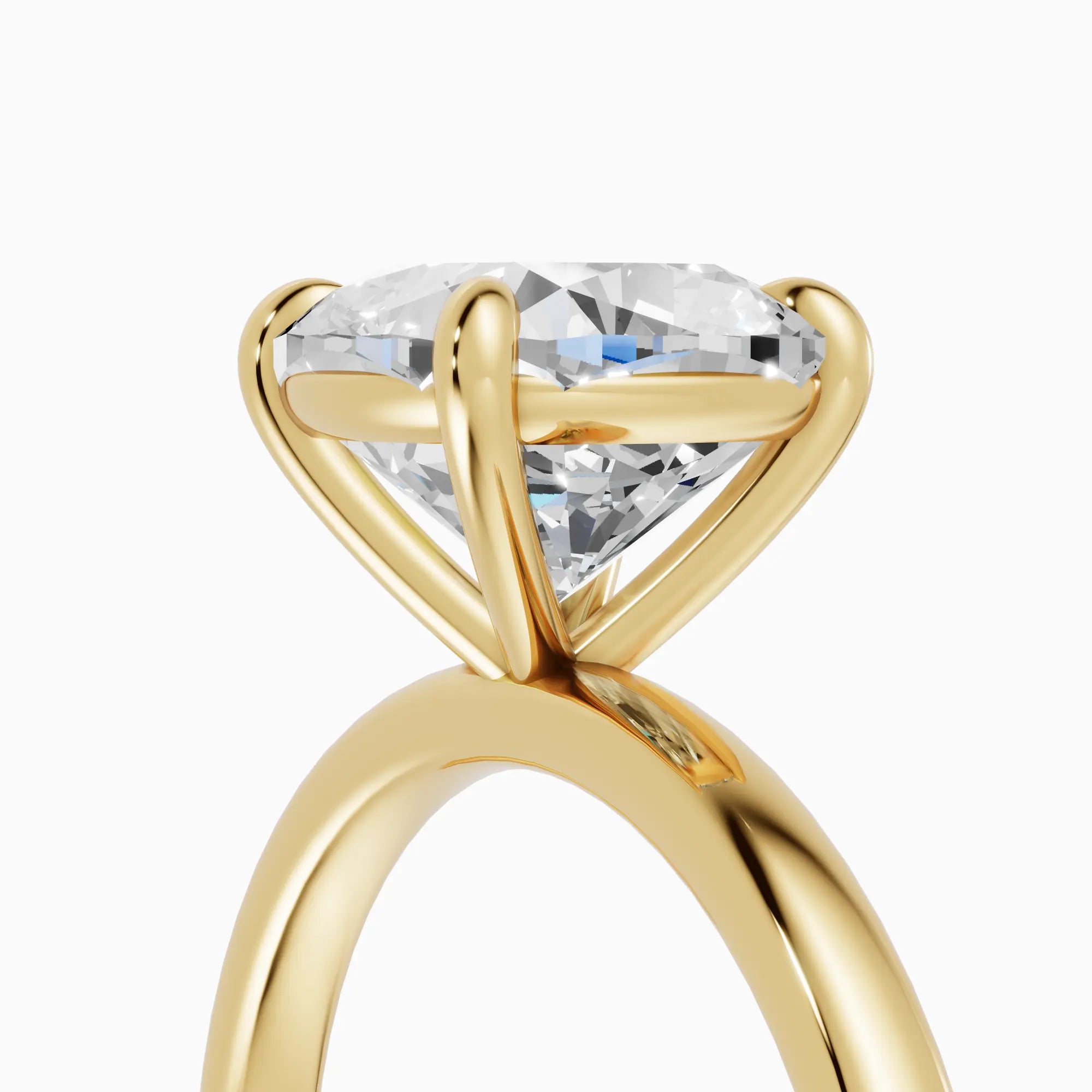Anillo de compromiso GAIA cojín solitario en oro amarillo 18k - detalle engaste