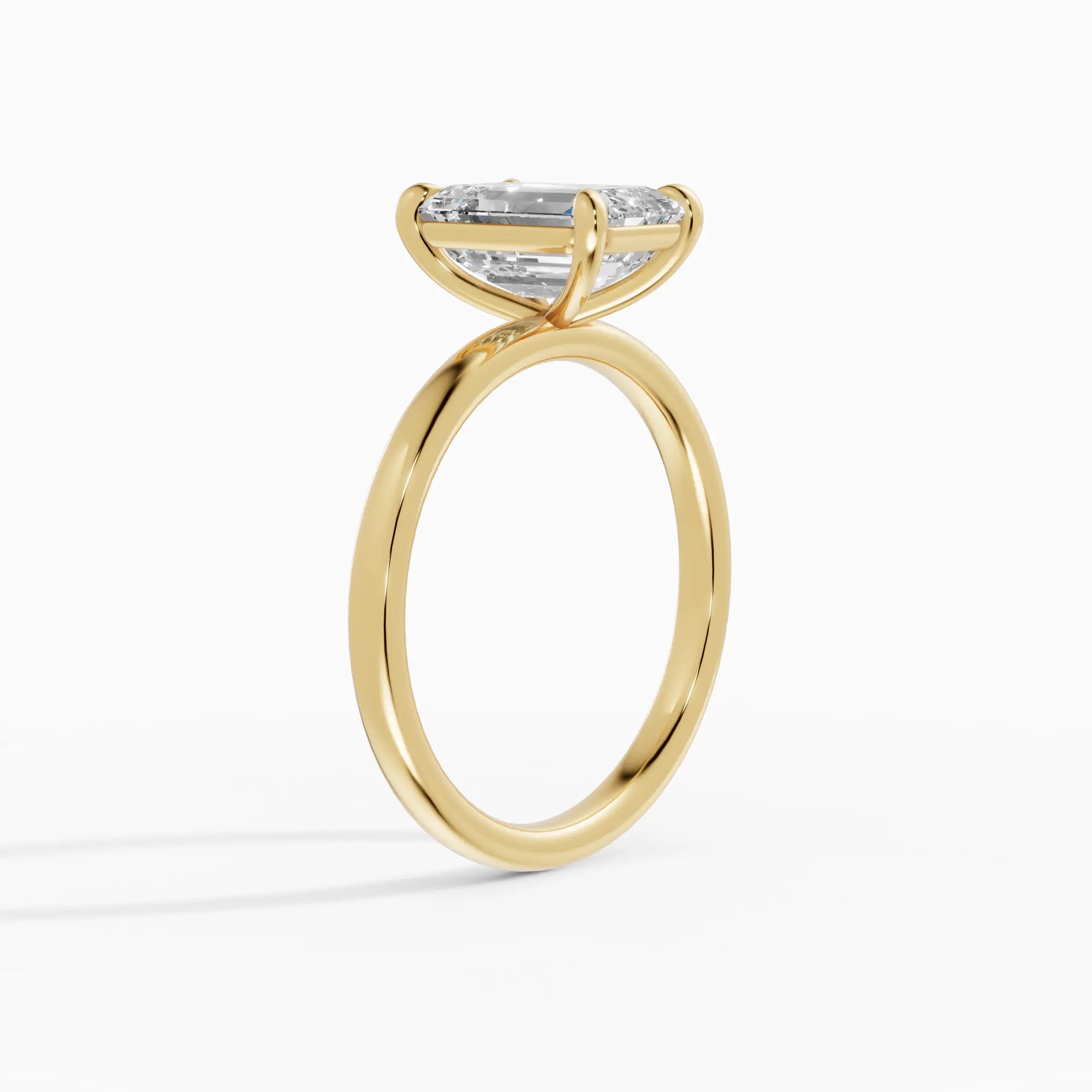 Anillo de compromiso GAIA esmeralda solitario en oro amarillo 18k - vista lateral