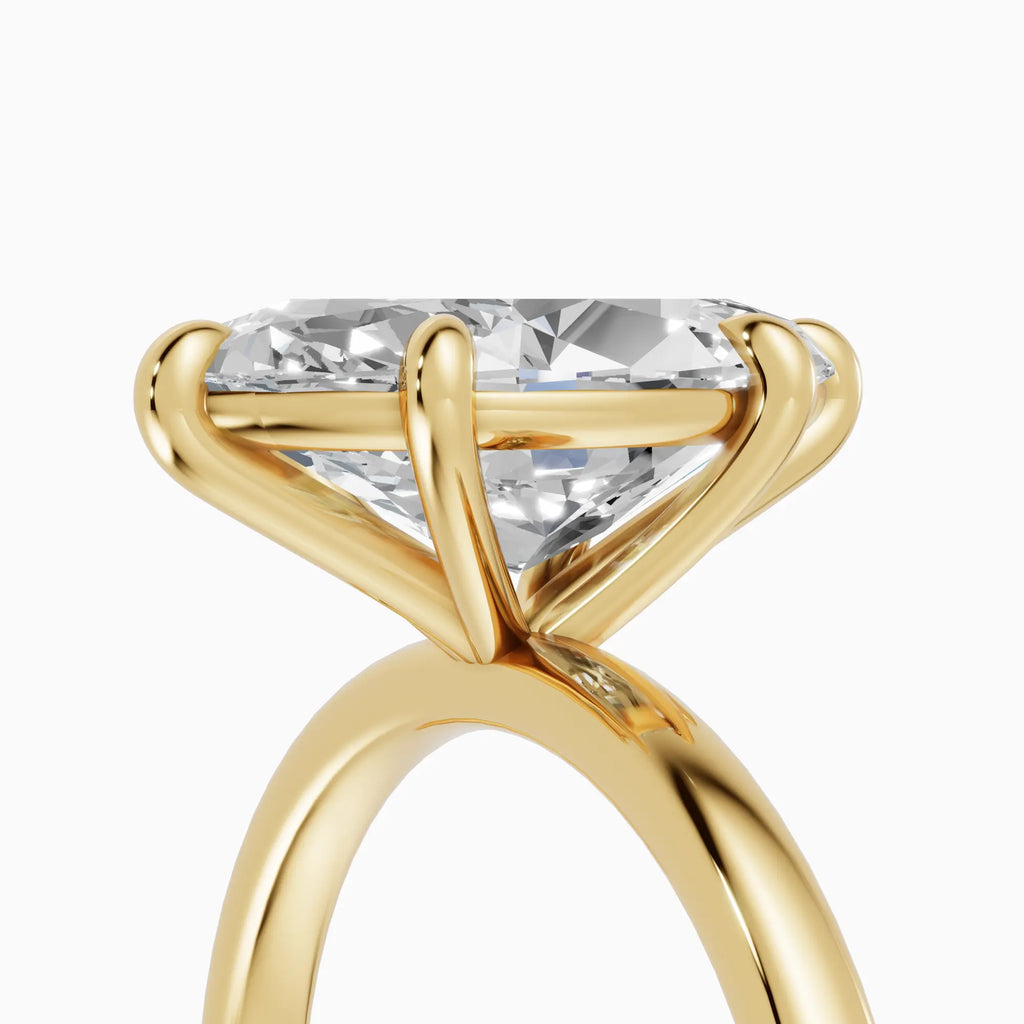 Anillo de compromiso GAIA marquesa solitario en oro amarillo 18k - detalle engaste