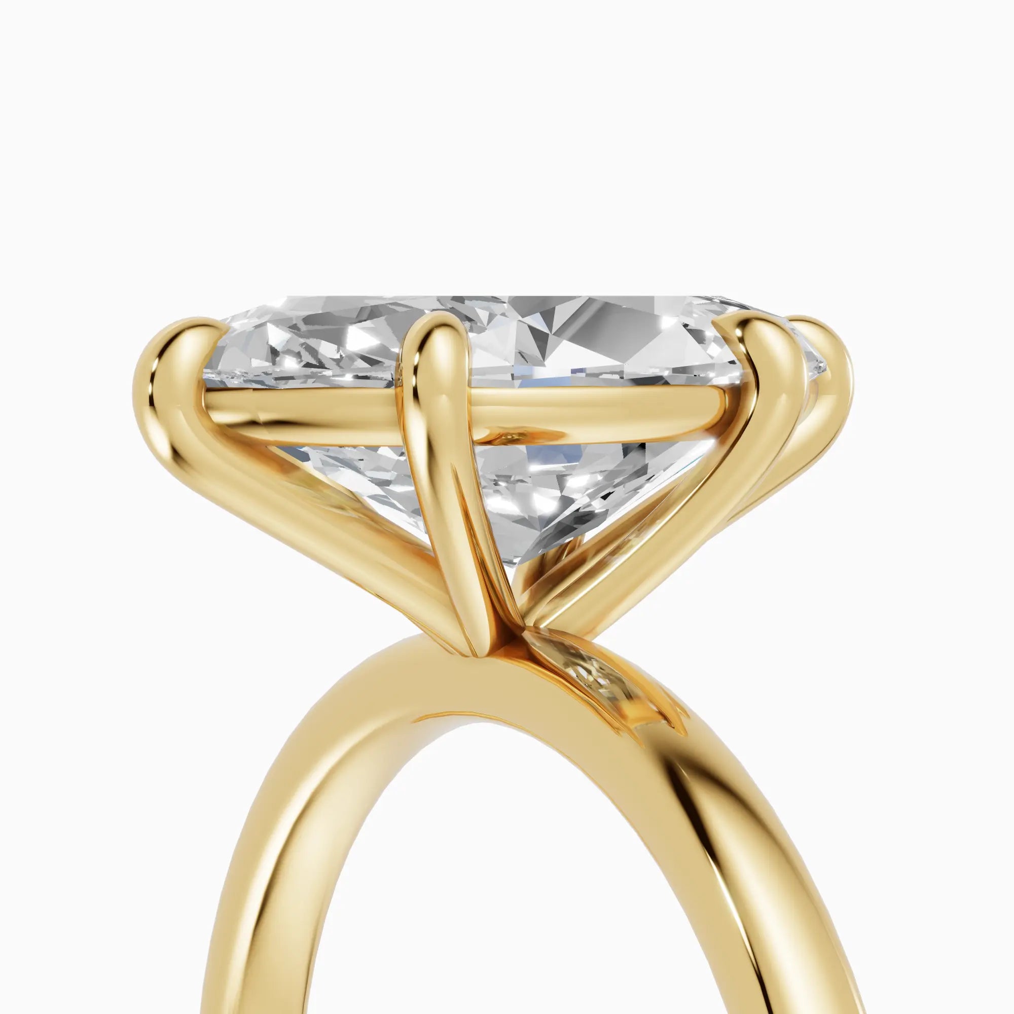 Anillo de compromiso GAIA marquesa solitario en oro amarillo 18k - detalle engaste
