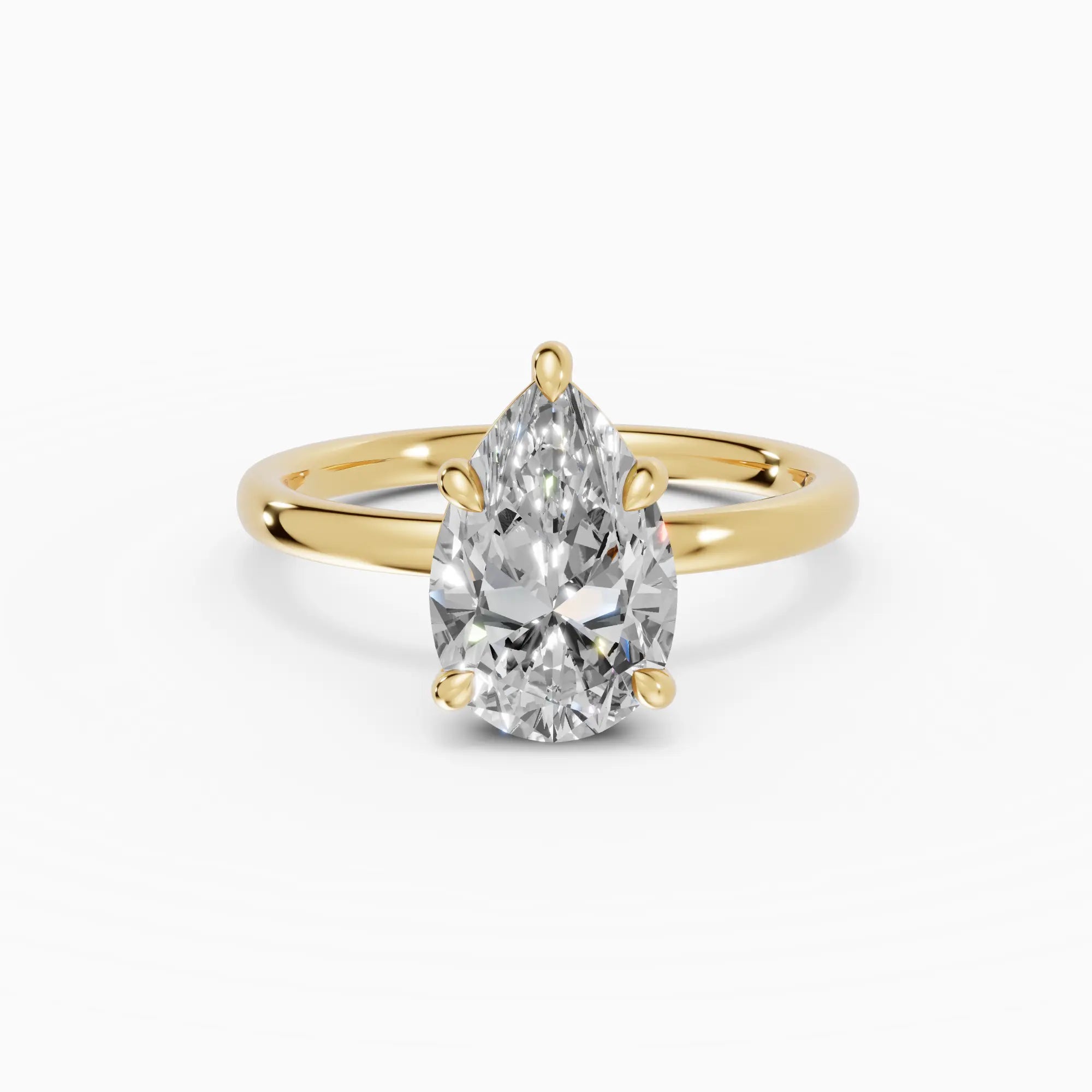 Anillo de compromiso GAIA pera solitario en oro amarillo 18k