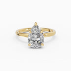 Anillo de compromiso GAIA pera solitario en oro amarillo 18k