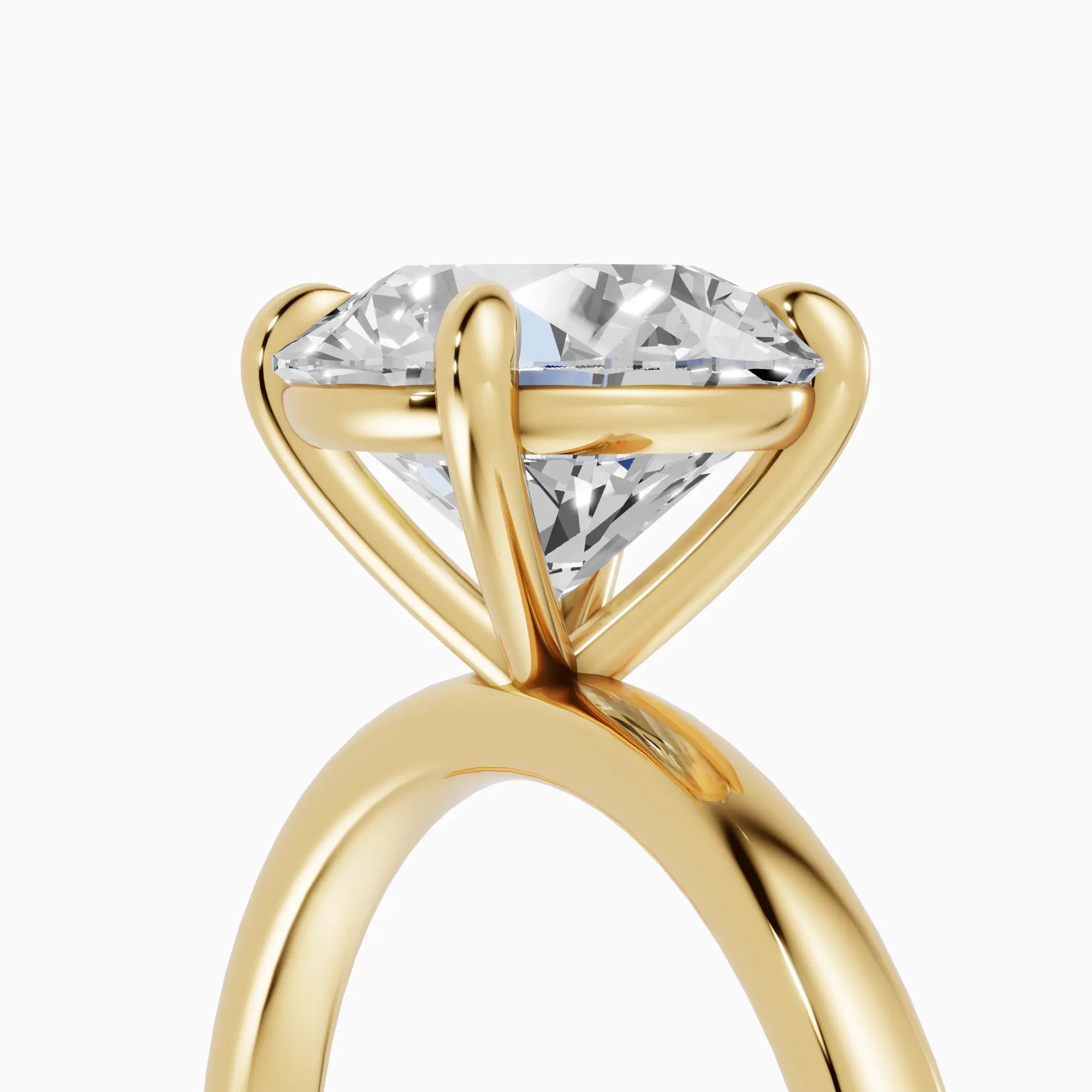 Anillo de compromiso GAIA brillante solitario en oro amarillo 18k - detalle engaste