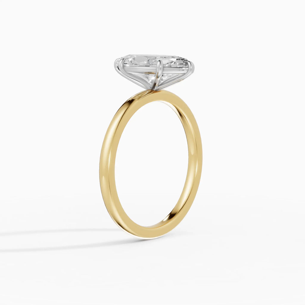 Anillo de compromiso GAIA marquesa solitario bicolor oro amarillo y oro blanco 18k