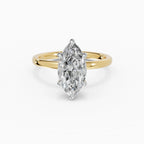 Anillo de compromiso GAIA marquesa solitario bicolor oro amarillo y oro blanco 18k